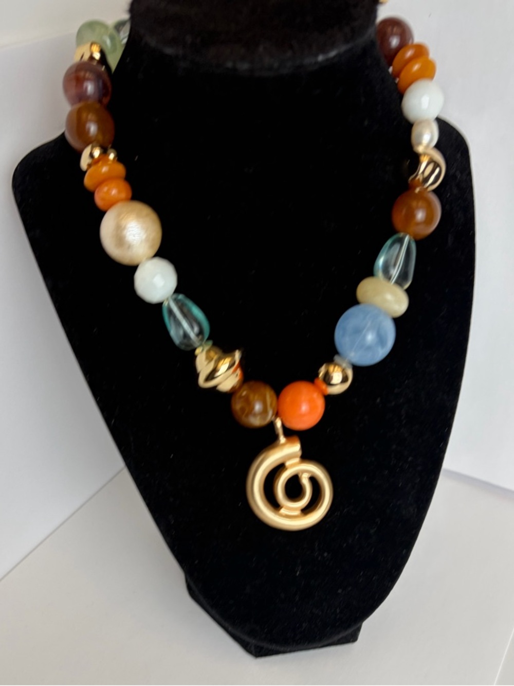 NWT ⚜️♥️⚜️ Piper K Gorgeous Mixed Beaded Spiral Pendant Necklace - Picture 13 of 13